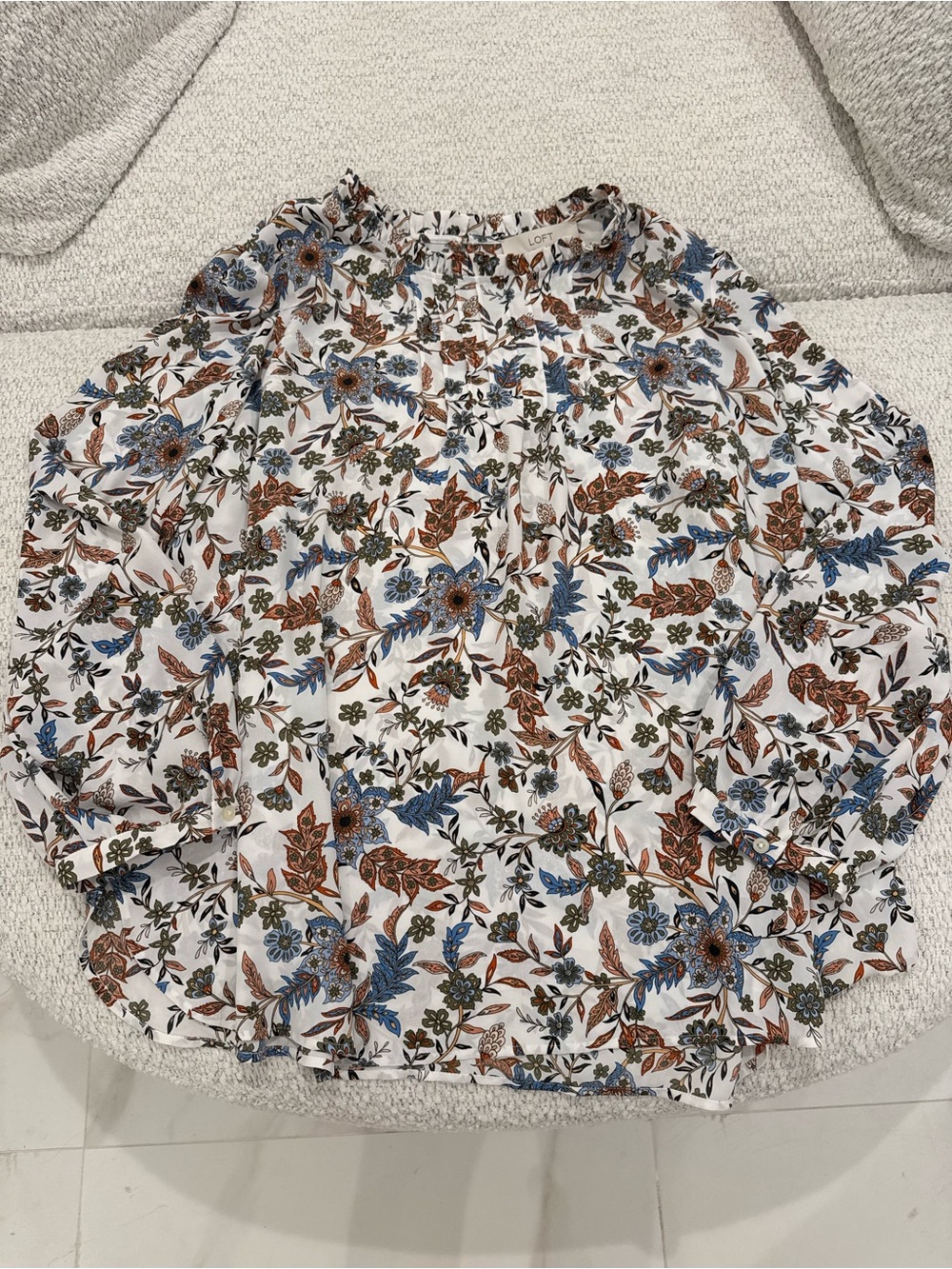 LOFT Floral Balloon Long Sleeve Blouse Top
